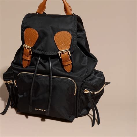 burberry the medium rucksack in technical nylon and leather black|Burberry The Medium Rucksack in Technical Nylon and Leather.